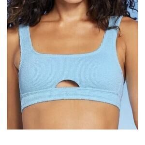 Xhilaration Textured Cut Out Scoop Neck Bralette Blue Bikini Top Juniors' XL NWT